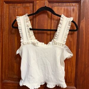Ruffled White Women's Top
